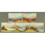 G Trevor, five Highland scene watercolours, signed, unmounted, 18 cm x 27 cm.