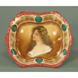 A Vienna porcelain cabinet bowl, decorated with a female portrait bust,