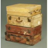 A vintage pigskin 12 compartment shoe case and a matching suitcase,