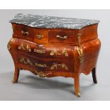 A marble topped commode chest,