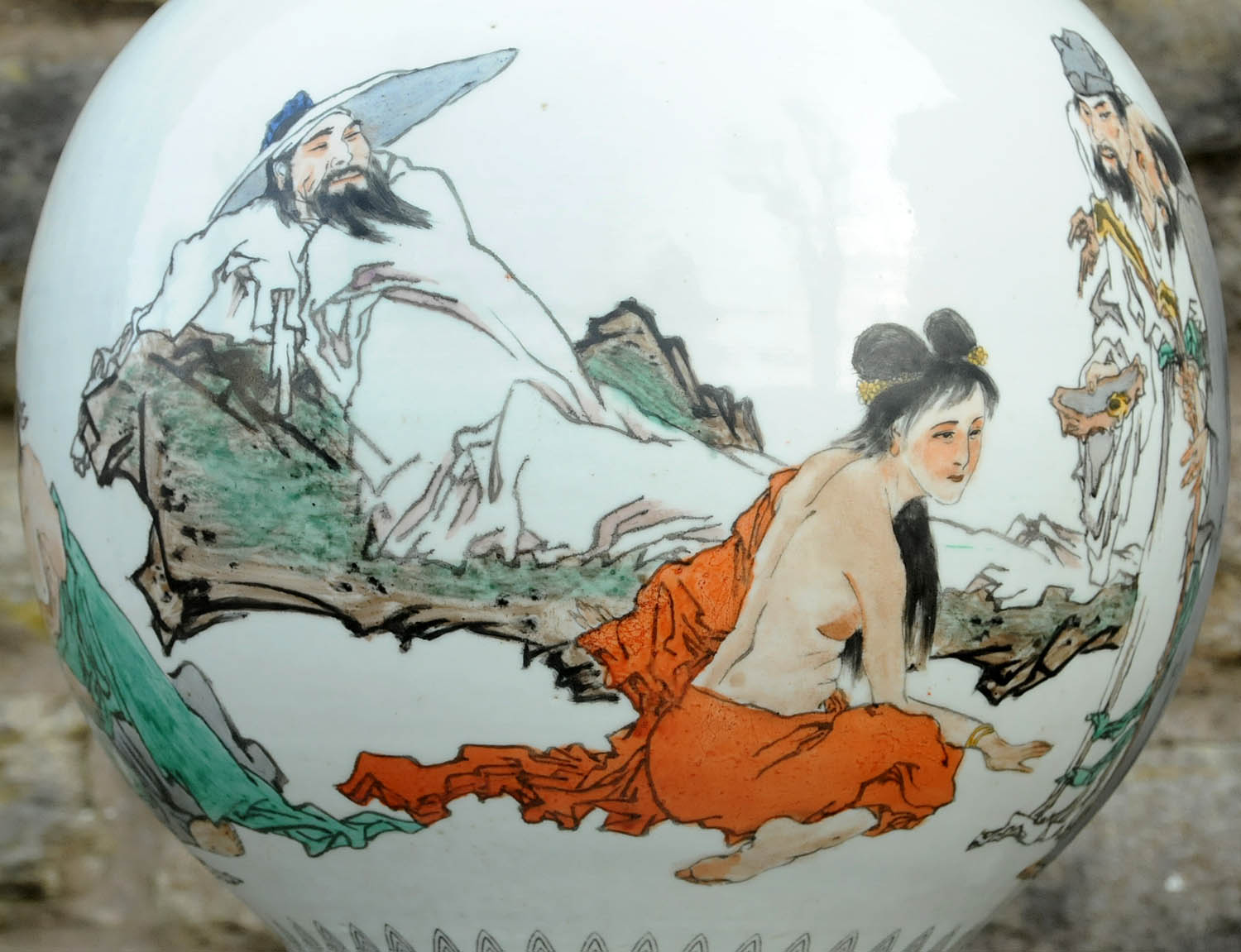 A Chinese porcelain vase, 20th century, with transfer printed decoration heightened with enamels, - Image 19 of 29
