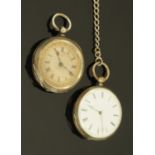 A Continental silver cased ladies fob watch,