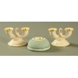 A pair of Carltonware dwarf twin branch dressing table candlesticks,