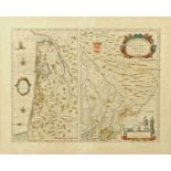 A Blaeu antiquarian map, "Principality of Bearn", double sided, 39 cm x 50.5 cm.