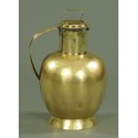 A Jersey style brass milk jug, 19th century, the neck with stamped initials W.B., height 50 cm.