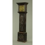 An early 18th century oak longcase clock, the square brass dial inscribed for Jon Bell, Carlisle,