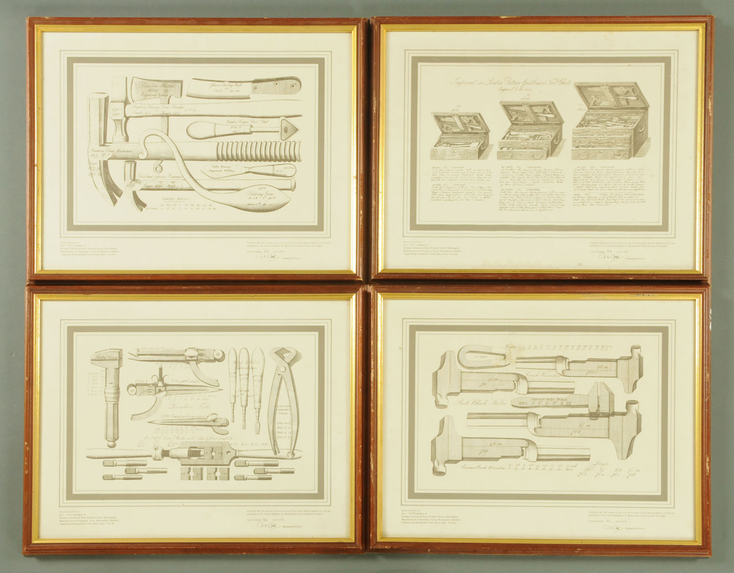 Four limited edition prints of tools, reproduced from the 1855 catalogue of Richard Timmins, - Image 2 of 2