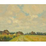 Albert Johannsen, oil on board, Danish rural scene. 39 cm x 48 cm.