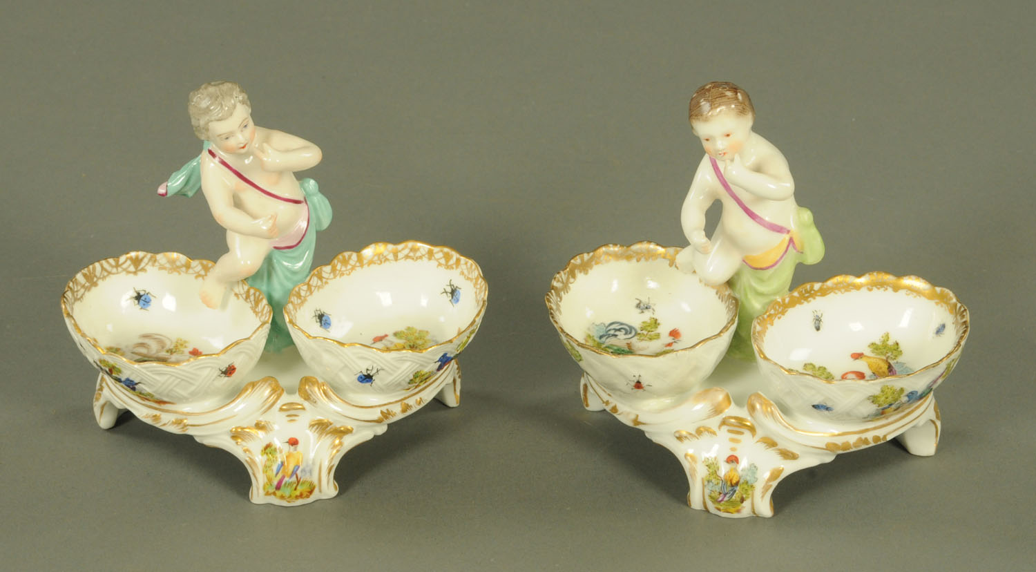 A pair of Samson of Paris porcelain salts,
