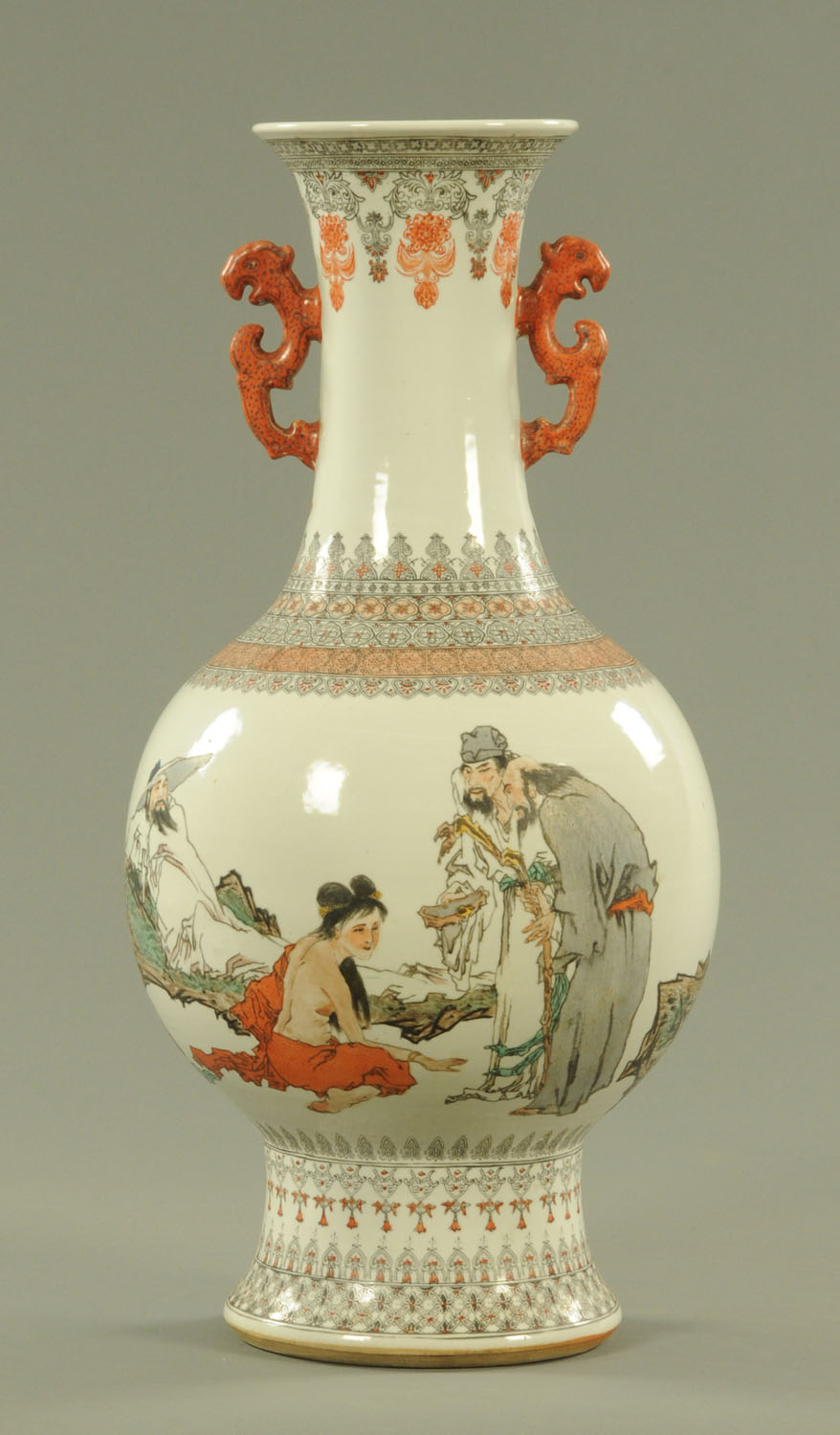 A Chinese porcelain vase, 20th century, with transfer printed decoration heightened with enamels, - Image 17 of 29