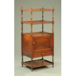 A Regency mahogany rectangular whatnot stand, fitted with a cupboard and drawer,