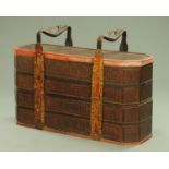 A Chinese rushwork and wood marriage chest,