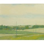 Tom Robb, oil on board rural landscape. 48.5 cm x 59.5 cm, signed, framed.