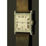 A gentleman's Art Deco period chrome plated wristwatch, early 20th century,