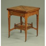 An Edwardian inlaid mahogany square envelope card table,