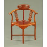 A Chinese horseshoe back hardwood chair, 20th century,