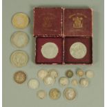 A quantity of British and Commonwealth silver content coins, to include a William IV sixpence 1834,