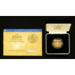 Elizabeth II - gold proof sovereign 2002, number 01367, issued by The Royal Mint with certificate,