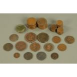 A small quantity of British, Irish and commonwealth copper and bronze coins,