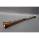 Swaine Adeney a silver plate and copper hunting horn, length 23 cm 4 cm at bell end.