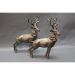 A pair of spelter red stags, 27 cm.