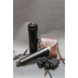 A pair of Carl Zeiss Jena Jenoptem 8 x 30W binoculars, and a Russian 20 x 50 two draw telescope.