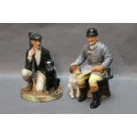 Two Royal Doulton figurines, "The Gamekeeper" and "The Huntsman", height 19 cm.