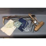 A Collection of foxhunting related items, to include Swaine Adeney spurs,