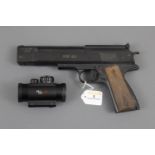 Weihrauch HW45 Cal 22 air pistol, with red dot 30 sight. Serial No. 394395.