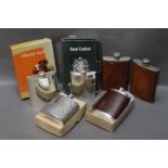 Six new and used hip flasks, 6 oz and 8 oz.