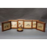 Of cock fighting interest - a set of six late 19th century cock fighting scenes, 8 cm x 9 cm,