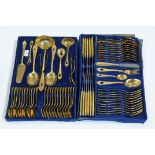 Gold plated cutlery set marked "Solingen 3 ct"