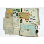 Box of stamp album, ration books , etc.