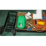 Box of trolley, axle stands, extension cable, fuel can, etc.