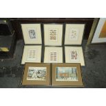 2 Lowry prints and 6 pictures (soup, fish, cake, etc.