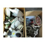 2 boxes of piggy bank, cow creamer, tractor money box, etc.