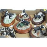 Border Fine Arts figurines, "Collie Pups for Sale", "Not my Size", "Helping Hands", "Hide & Seek",