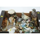 Box of decanters, ornaments, vases, etc.