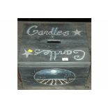 Painted box marked "Candles"