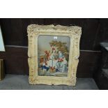 Victorian needlework in ornate frame