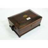 Mahogany sarcophagus shaped sewing box, sewing equipment, etc.