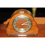 Inlaid walnut mantle clock