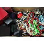 Box of costume jewellery and jewellery boxes