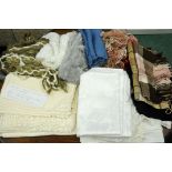 Box of Belgian lace crocheted tablecloth , 12 napkins, etc.