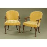 A pair of 19th century Gainsborough style mahogany armchairs,