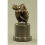 Milo, bronze nude female figure, on marble plinth. Height 24 cm.