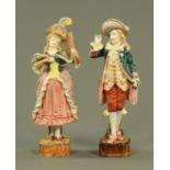 A pair of Austrian Majolica figures, circa 1900,