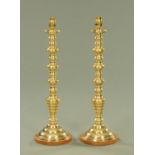 A pair of brass table lights,