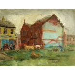 Margaret Shields, oil on canvas "The Settlement", 50 cm x 66 cm, framed,