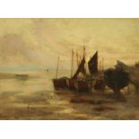 Kenneth McKenzie, oil on board "A November Morning", fishing vessels at Holyhead.